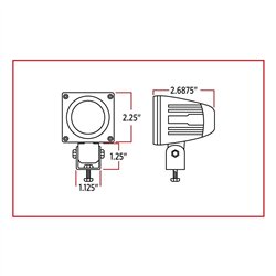 TXTLED-U6 - Universal White Small Square Work Light - Clear Lens - Black Housing (1 Diode) - 1200 Lumens