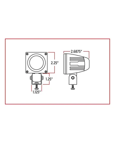 TXTLED-U6 - Universal White Small Square Work Light - Clear Lens - Black Housing (1 Diode) - 1200 Lumens