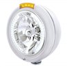 UP32482-Chrome Classic Headlight H4 With 34 White LED & Dual Mode LED Signal - Amber Lens