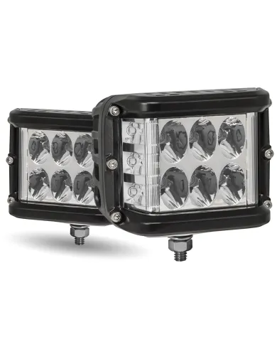 TXTLED-U84 - Universal Square Worklamp with LEDs on the Side - 3150 Lumens - Sold by the Pair with Wire Harness (9 Diodes)