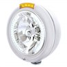 UP32484-Chrome Classic Headlight H4 With 34 White LED & Signal - Amber Lens