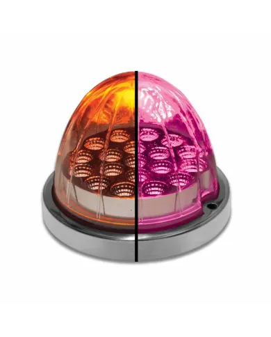 TXTLED-WXAPINK - Dual Revolution Amber/Pink Watermelon LED with Reflector Cup & Lock Ring (19 Diodes)