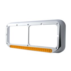 UP32504-Rectangular Dual Headlight Bezel With LED Sequential Light Bar (Driver) - Amber LED/Amber Lens