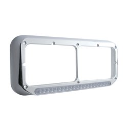 UP32507-Rectangular Dual Headlight Bezel With LED Sequential Light Bar (Passenger) - Amber LED/Clear Lens