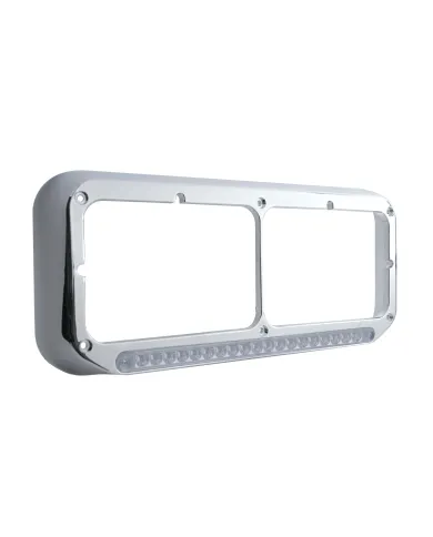 UP32507-Rectangular Dual Headlight Bezel With LED Sequential Light Bar (Passenger) - Amber LED/Clear Lens