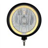 UP32669-Black "Billet" Style Groove Headlight 9007 Bulb With Amber LED Halo Rim