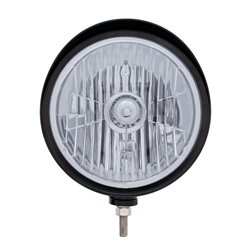 UP32680-Black "Billet" Style Groove Headlight With Visor Crystal H4 Bulb