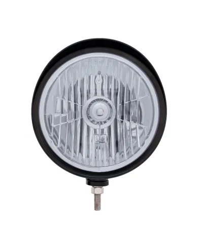 UP32680-Black "Billet" Style Groove Headlight With Visor Crystal H4 Bulb