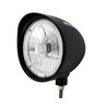 UP32684-Black "Billet" Style Groove Headlight With Visor 9007 Bulb With White LED Halo Rim