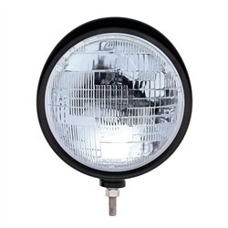 UP32685-Black "Billet" Style Groove Headlight With Visor H6014 Bulb