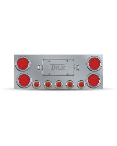 TXTU-9002L - Stainless Steel Rear Center Panel with 4 X 4ö & 5 X 2 ?ö & 2 License LEDs