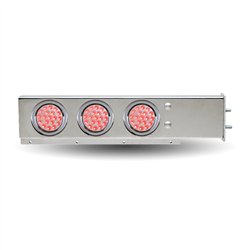 TXTU-9210L2. - Mud Flap Hanger with Flat Top & 4 x 4" Dual Revolution (R/W) & 2 x 4" Clear Red LEDs & Bezels