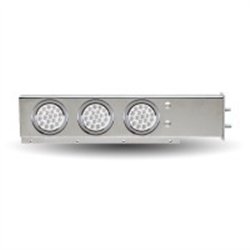TXTU-9210L2. - Mud Flap Hanger with Flat Top & 4 x 4" Dual Revolution (R/W) & 2 x 4" Clear Red LEDs & Bezels