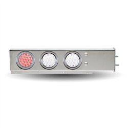 TXTU-9210L2. - Mud Flap Hanger with Flat Top & 4 x 4" Dual Revolution (R/W) & 2 x 4" Clear Red LEDs & Bezels