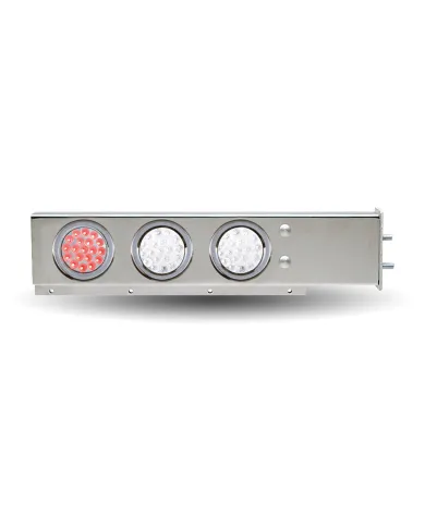 TXTU-9210L2. - Mud Flap Hanger with Flat Top & 4 x 4" Dual Revolution (R/W) & 2 x 4" Clear Red LEDs & Bezels