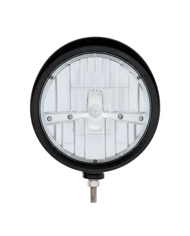 UP32691-Black "Billet" Style Groove Headlight With Visor 5 LED Bulb - Chrome