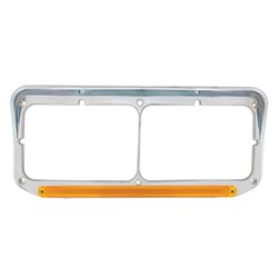UP32700-24 LED Rectangular Dual Headlight Bezel With Visor & GloLight - Amber LED/Amber Lens