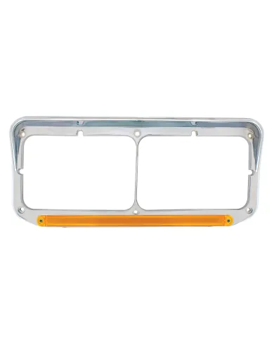 UP32700-24 LED Rectangular Dual Headlight Bezel With Visor & GloLight - Amber LED/Amber Lens