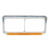 UP32700-24 LED Rectangular Dual Headlight Bezel With Visor & GloLight - Amber LED/Amber Lens