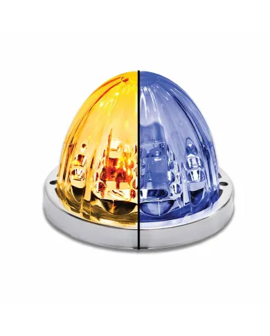 TXTLED-WTAB - Dual Revolution Amber/Blue Watermelon LED with Glass Pattern & Lock Ring