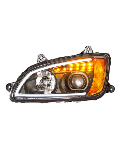 UP32781-Blackout Projection Headlight With LED Turn Signal & Position Light For 2008-2017 Kenworth T660 - Driver