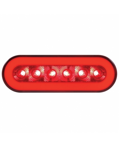UP37128-22 LED 6" Oval GloLight (Stop, Turn & Tail) - Red LED/Red Lens