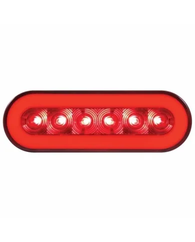 UP37128-22 LED 6" Oval GloLight (Stop, Turn & Tail) - Red LED/Red Lens