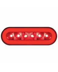 UP37128-22 LED 6" Oval GloLight (Stop, Turn & Tail) - Red LED/Red Lens