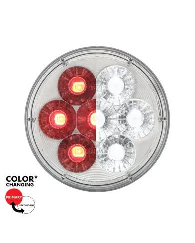 UP36530-14  LED 4" Round Double Fury Light (Stop, Turn & Tail) - Red & White LED/Clear Lens