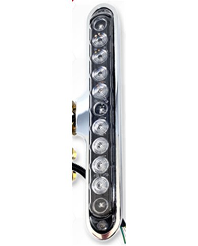 LNC908-250-254 - Chrome Plated Billet Aluminum Dual Functioning Slim Line Light w/Amber&Red LEDs (Set of 2)