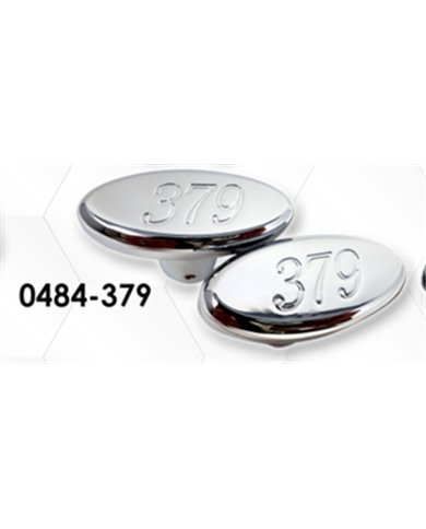 LNC0484-379 - Chrome Plated Billet Aluminum Tractor/Trailer Knobs (PB Oval w/379) (Set of 2)