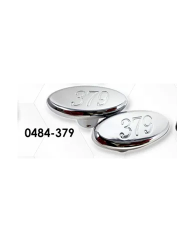 LNC0484-379 - Chrome Plated Billet Aluminum Tractor/Trailer Knobs (PB Oval w/379) (Set of 2)