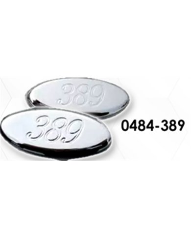 LNC0484-389 - Chrome Plated Billet Aluminum Tractor/Trailer Knobs (PB Oval w/389) (Set of 2)