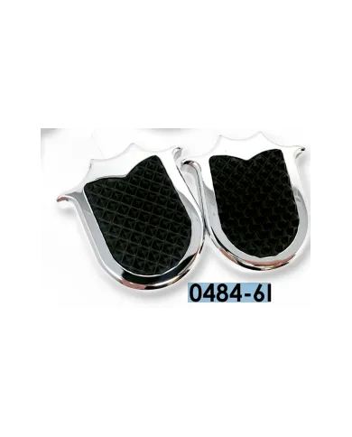 LNC0484-6I - Chrome Plated Billet Aluminum Tractor/Trailer Knobs (Pedal Design w/Rubber Inlay) (Set of 2)