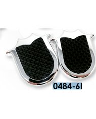 LNC0484-6I - Chrome Plated Billet Aluminum Tractor/Trailer Knobs (Pedal Design w/Rubber Inlay) (Set of 2)