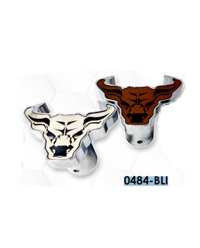 LNC0484-BLI - Chrome Plated Billet Aluminum Tractor/Trailer Knobs (Bull/Leather) (Set of 2)