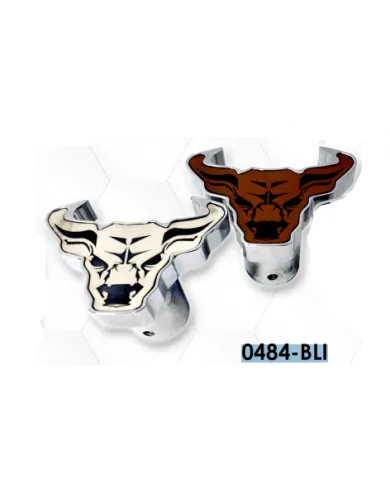 LNC0484-BLI - Chrome Plated Billet Aluminum Tractor/Trailer Knobs (Bull/Leather) (Set of 2)