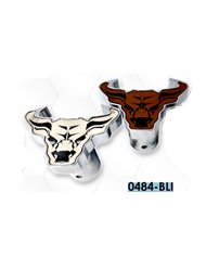 LNC0484-BLI - Chrome Plated Billet Aluminum Tractor/Trailer Knobs (Bull/Leather) (Set of 2)