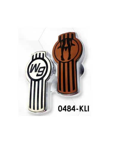 LNC0484-KLI - Chrome Plated Billet Aluminum Tractor/Trailer Knobs (KW Key Hole/Leather)  (Set of 2)