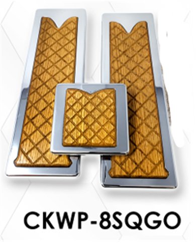 LNCCKWP-8SQGO - Chrome Plated Billet Aluminum KW Golden Oak Wooden Inlay Pedal Set ('05 and Older) (Set of 3)