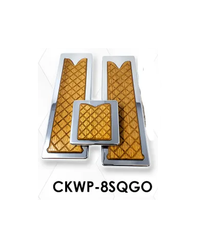 LNCCKWP-8SQGO - Chrome Plated Billet Aluminum KW Golden Oak Wooden Inlay Pedal Set ('05 and Older) (Set of 3)