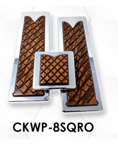 LNCCKWP-8SQRO - Chrome Plated Billet Aluminum KW Red Oak Wooden Inlay Square Pedal Set ('05 and Older) (Set of 3)