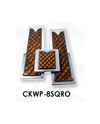 LNCCKWP-8SQRO - Chrome Plated Billet Aluminum KW Red Oak Wooden Inlay Square Pedal Set ('05 and Older) (Set of 3)