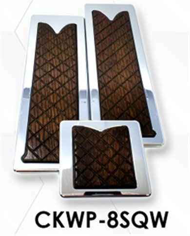 LNCCKWP-8SQW - Chrome Plated Billet Aluminum KW Walnut Wooden Inlay Square Pedal Set ('05 and Older) (Set of 3)