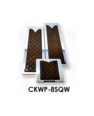 LNCCKWP-8SQW - Chrome Plated Billet Aluminum KW Walnut Wooden Inlay Square Pedal Set ('05 and Older) (Set of 3)