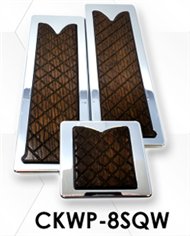 LNCCKWP-8SQW - Chrome Plated Billet Aluminum KW Walnut Wooden Inlay Square Pedal Set ('05 and Older) (Set of 3)