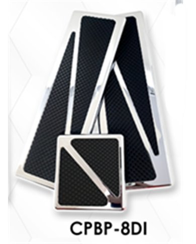 LNCCPBP-8DI - Chrome Plated Billet Aluminum PB Dual Inlay Pedal Set ('85 & Newer) (Set of 3)