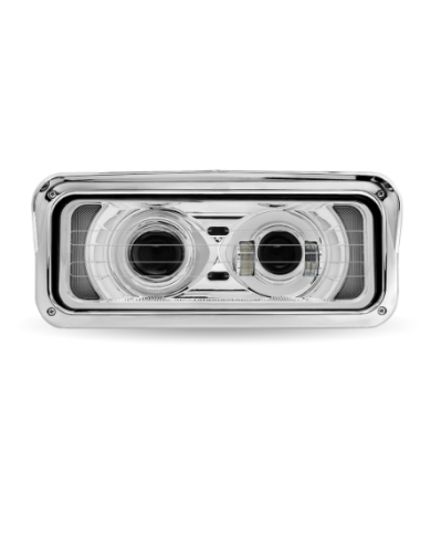 TXTLED-H126 - Rectangular HEATED Backlit LED Projector Headlight Assembly - Chrome (Driver Side)
