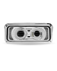 TXTLED-H126 - Rectangular HEATED Backlit LED Projector Headlight Assembly - Chrome (Driver Side)