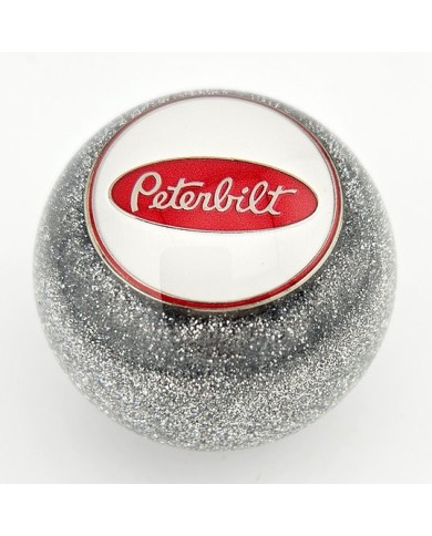 MFC-WPR-B  Glitter Peterbilt Ball Shift Knob with white circle with red oval Peterbilt